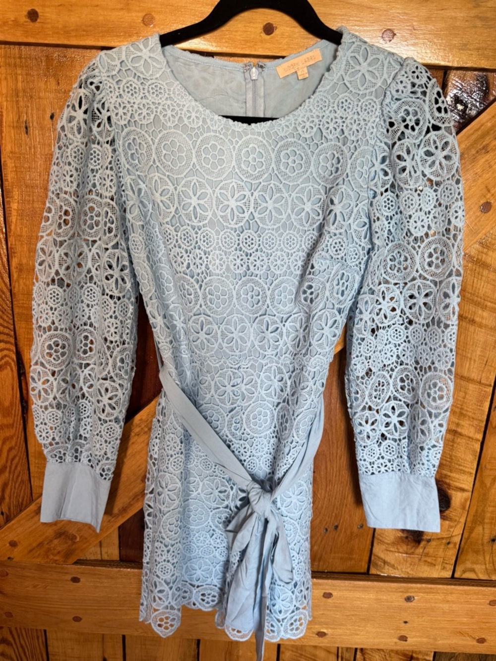 HIDDEN LABEL NWOT Crochet Lace Tie-Waist Light Blue Romper